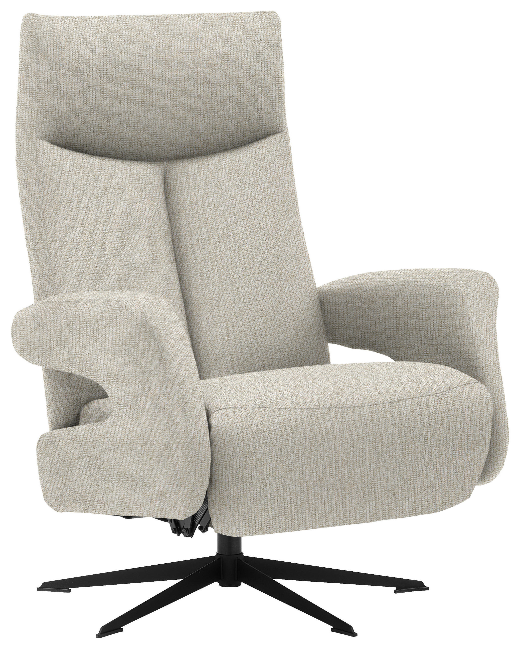 RELAXSESSEL Webstoff Relaxfunktion    - Beige/Schwarz, Design, Textil/Metall (74/105/82cm) - Welnova