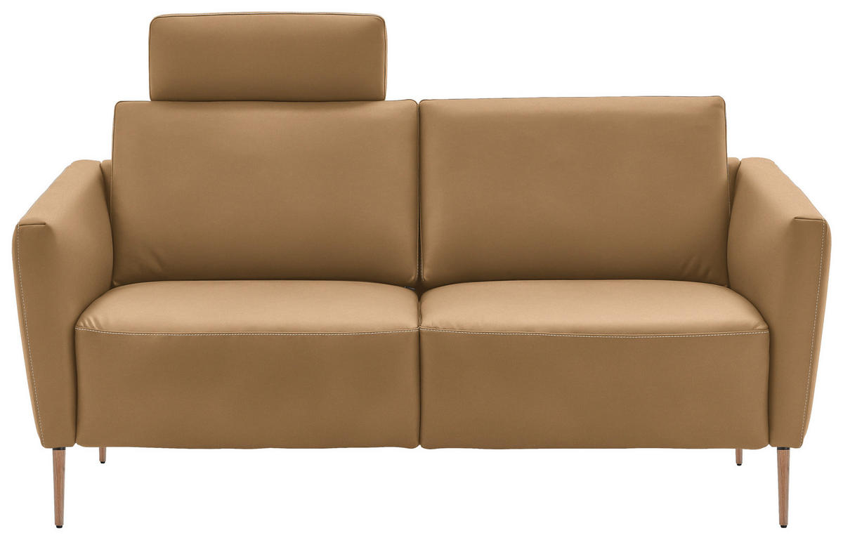 2-SITZER-SOFA  in Echtleder Honig   - Eichefarben/Beige, Natur, Leder/Holz (182/86/87cm) - Valnatura