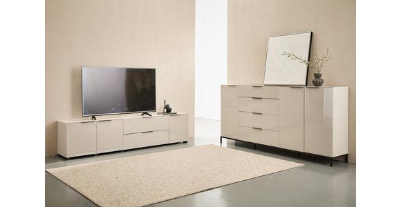 SIDEBOARD  225/99,7/42 cm 4 Schublade(n)  - Kaschmir/Schwarz, Design, Glas/Holzwerkstoff (225/99,7/42cm) - Novel