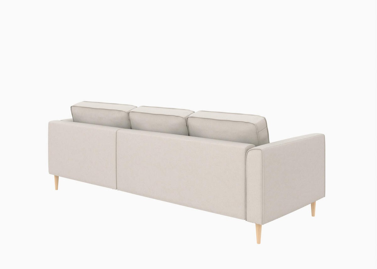 ECKSOFA in Struktur Sandfarben  232/161 cm  - Sandfarben/Buchefarben, MODERN, Holz/Textil (232/161cm) - Trendmanufaktur