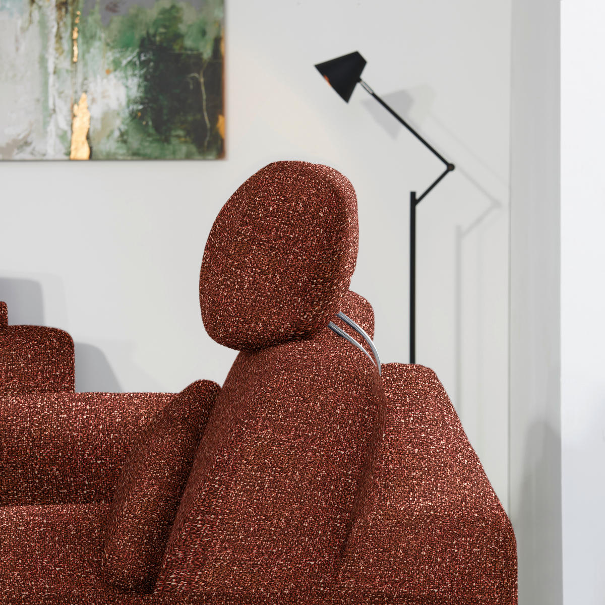 3-SITZER-SOFA in Struktur Rostfarben  - Rostfarben/Schwarz, Design, Holz/Textil (196/85-104/95cm) - Novel