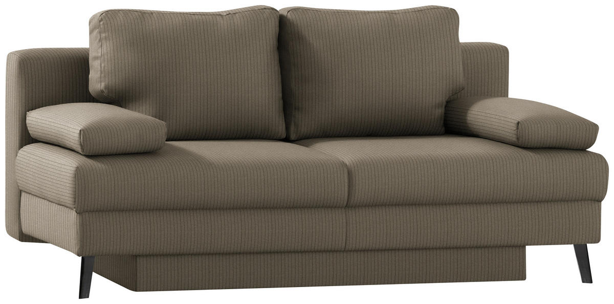 SCHLAFSOFA Cord Graubraun  - Graubraun/Schwarz, Modern, Textil/Metall (194/91/90cm) - Novel