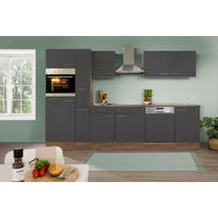 KÜCHENBLOCK 310 cm   Grau, Eichefarben  - Edelstahlfarben/Eichefarben, Design, Holzwerkstoff (310cm) - Respekta