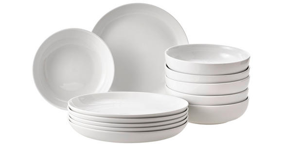 TAFELSERVICE Weiß 12-teilig LILYBET - Weiß, Basics, Keramik - Novel