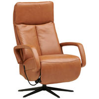 RELAXSESSEL in Leder Cognac  - Cognac/Schwarz, Design, Leder/Metall (68/106/88cm) - Welnova