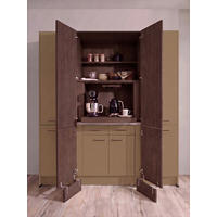 SCHRANKKÜCHE IP 2200 163,2 cm  in Weiß, Eiche dunkel, Goldbraun  - Eiche dunkel/Goldbraun, Basics, Holzwerkstoff/Metall (163,2cm) - Impuls
