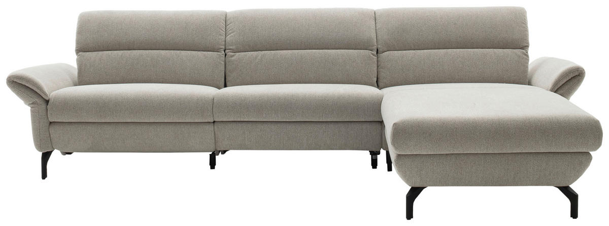 ECKSOFA Beige Chenille  - Beige/Schwarz, Design, Textil/Metall (299/187cm) - Schöner Wohnen