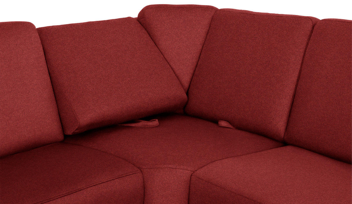WOHNLANDSCHAFT in Flachgewebe Rot  - Chromfarben/Rot, Konventionell, Textil/Metall (163/330/240cm) - Beldomo System