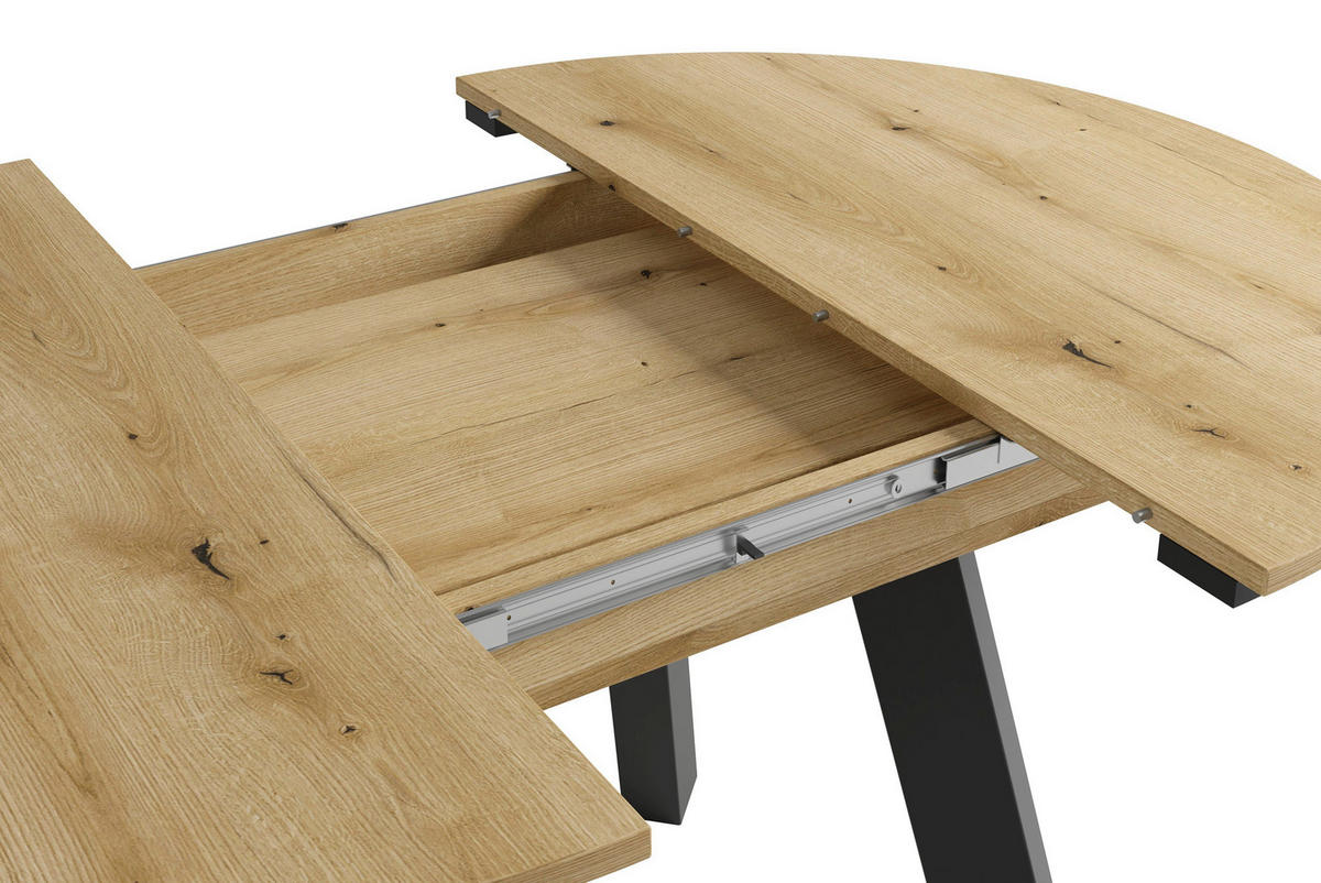 ESSTISCH 100/100/75,8 cm Nachbildung  Holzwerkstoff ausziehbar rund Eichefarben  - Eichefarben/Schwarz, MODERN, Holzwerkstoff (100/100/75,8cm) - MID.YOU