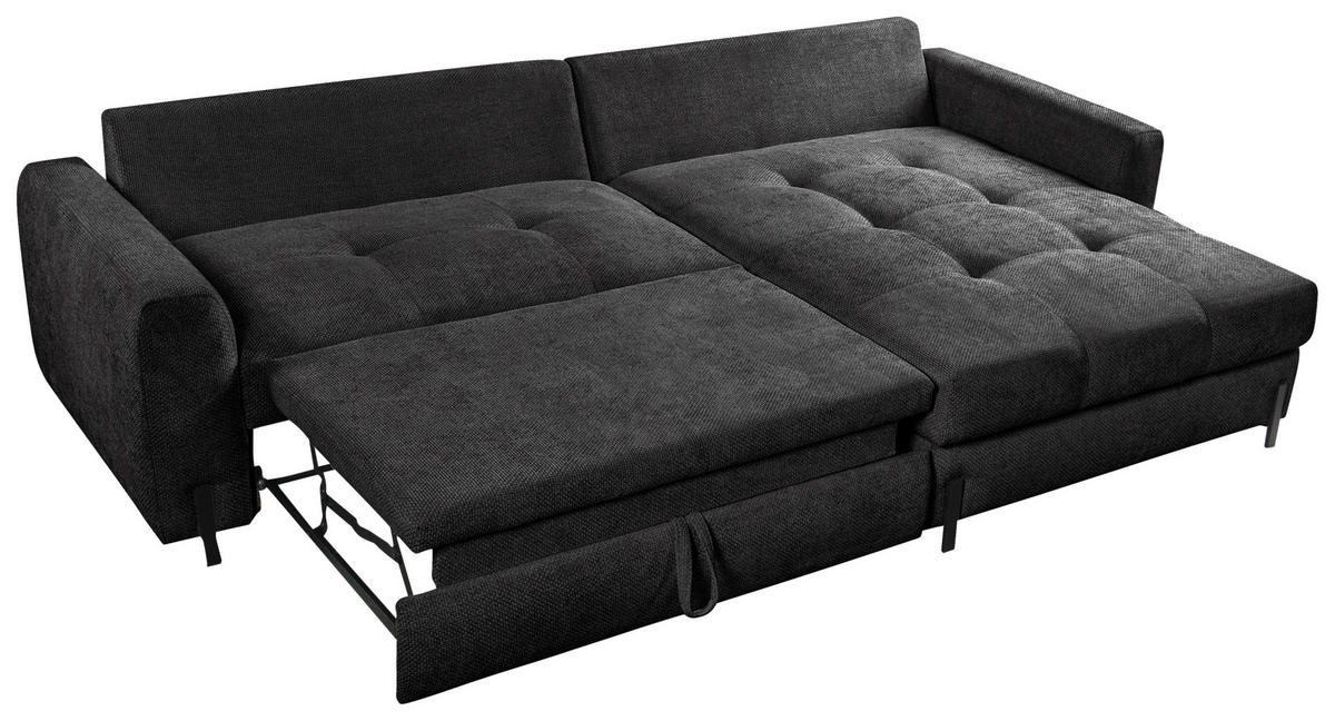ECKSOFA in Struktur Anthrazit  - Anthrazit/Schwarz, Design, Textil/Metall (265/162cm) - MID.YOU