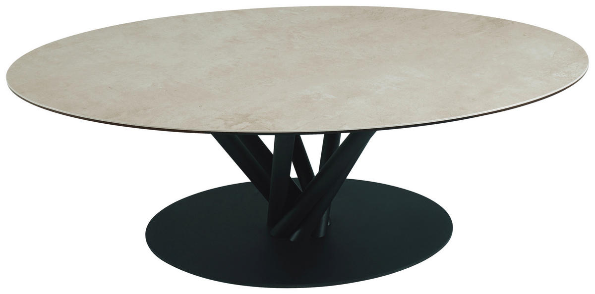 COUCHTISCH ESG 120/70/42 cm oval Schwarz, Taupe  - Taupe/Schwarz, Design, Glas/Keramik (120/70/42cm) - Belluti