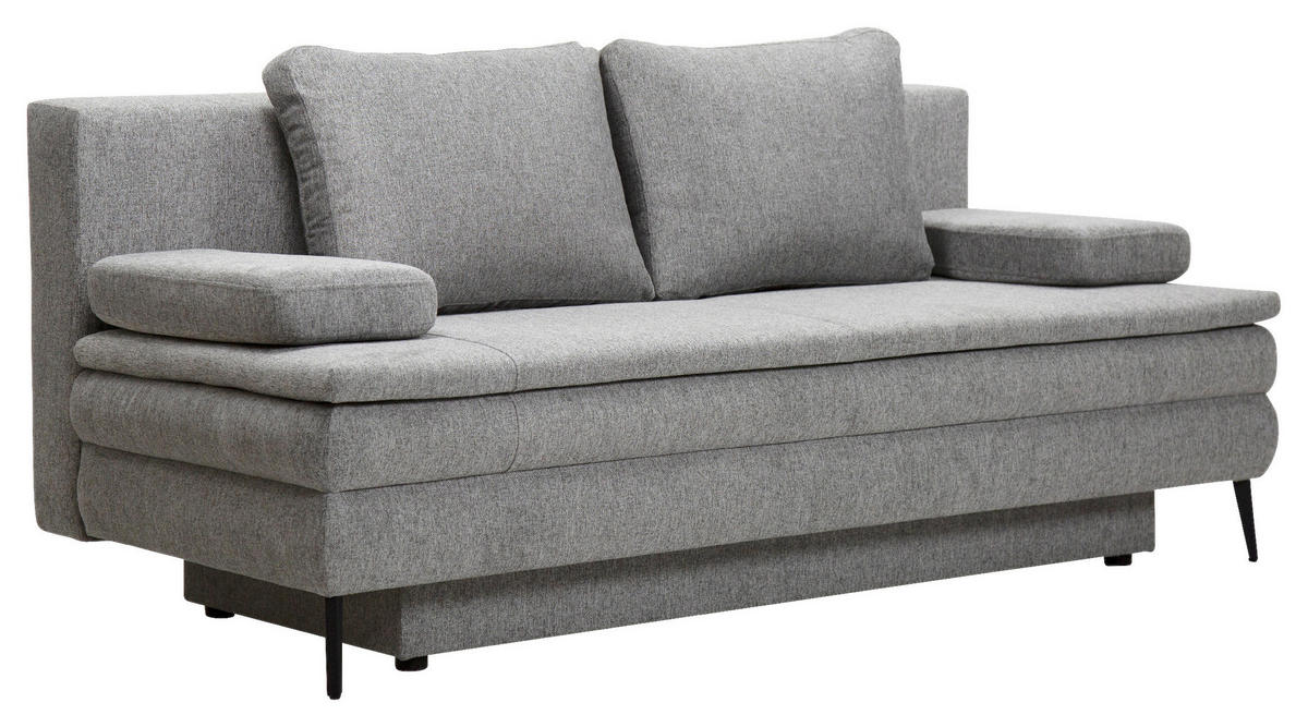 SCHLAFSOFA in Textil Grau  - Schwarz/Grau, Design, Kunststoff/Textil (200/90/100cm) - Venda