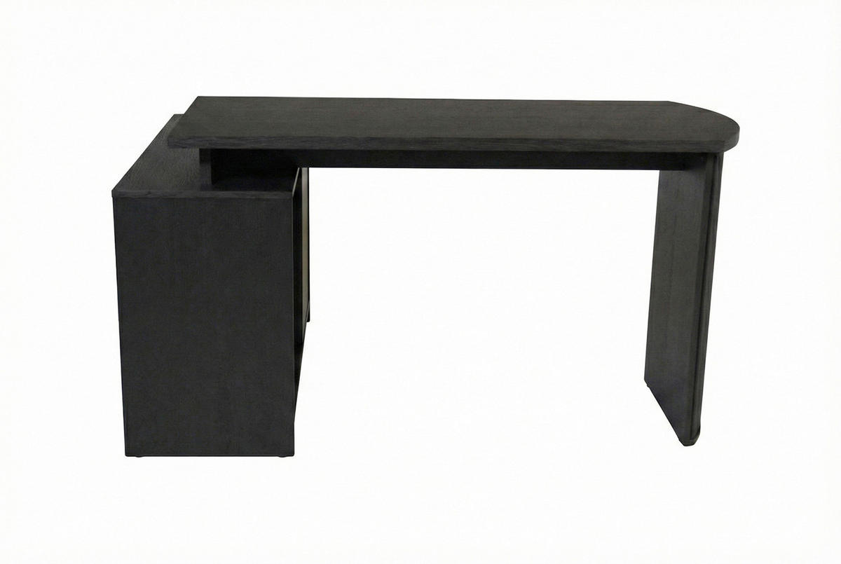 ECKSCHREIBTISCH 150/120/75 cm Schwarz, Eichefarben Kabeldurchlass, Stauraum, seitenverkehrt montierbar  - Eichefarben/Silberfarben, Modern, Holzwerkstoff/Metall (150/120/75cm) - MID.YOU