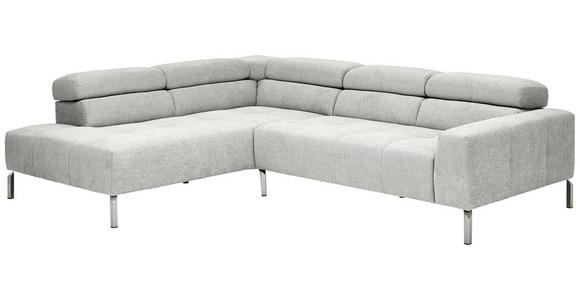 ECKSOFA  in Flachgewebe Hellgrau  224/282 cm  - Chromfarben/Hellgrau, KONVENTIONELL, Textil/Metall (224/282cm) - Hom`in