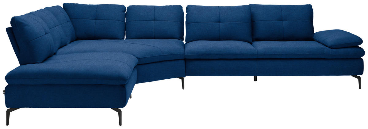 ECKSOFA  in Flachgewebe Blau  271/344 cm  - Blau/Schwarz, Design, Textil/Metall (271/344cm) - Chilliano