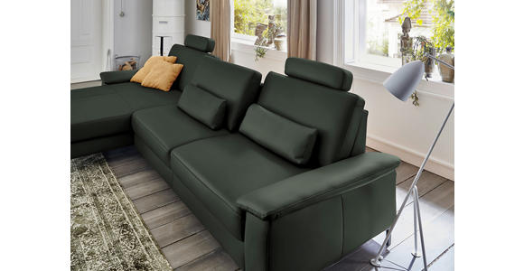 ECKSOFA in Echtleder Dunkelgrün 176/334 cm - Dunkelgrün/Schwarz, Design, Leder/Metall (176/334cm) - Dieter Knoll