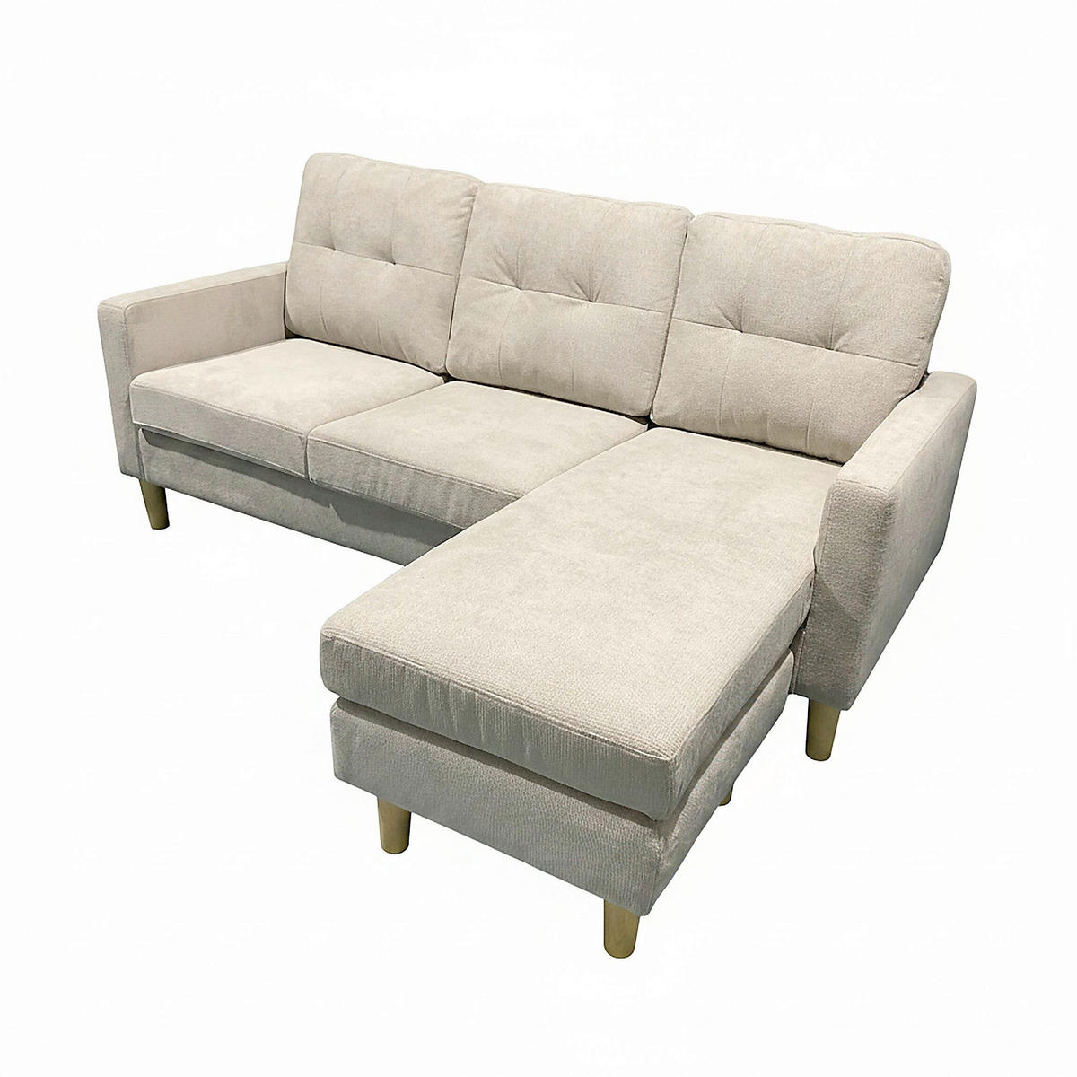ECKSOFA RIVO Beige Webstoff Rückenkissen  - Beige/Naturfarben, Design, Kunststoff/Textil (185/88/129/76cm) - MID.YOU