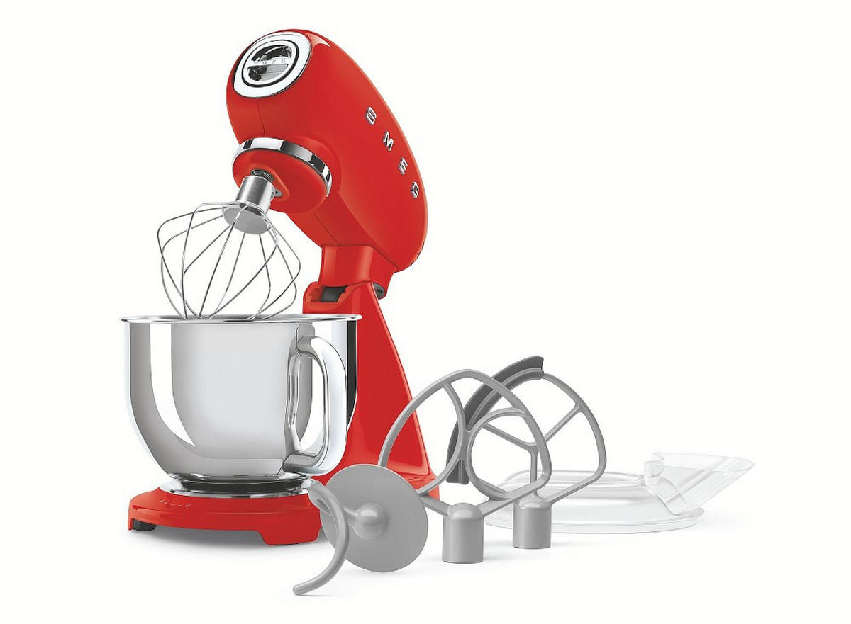 KÜCHENMASCHINE 50´S STYLE SMF05CREU  - Rot/Alufarben, Basics, Metall (40,2/37,8/22,1cm) - SMEG