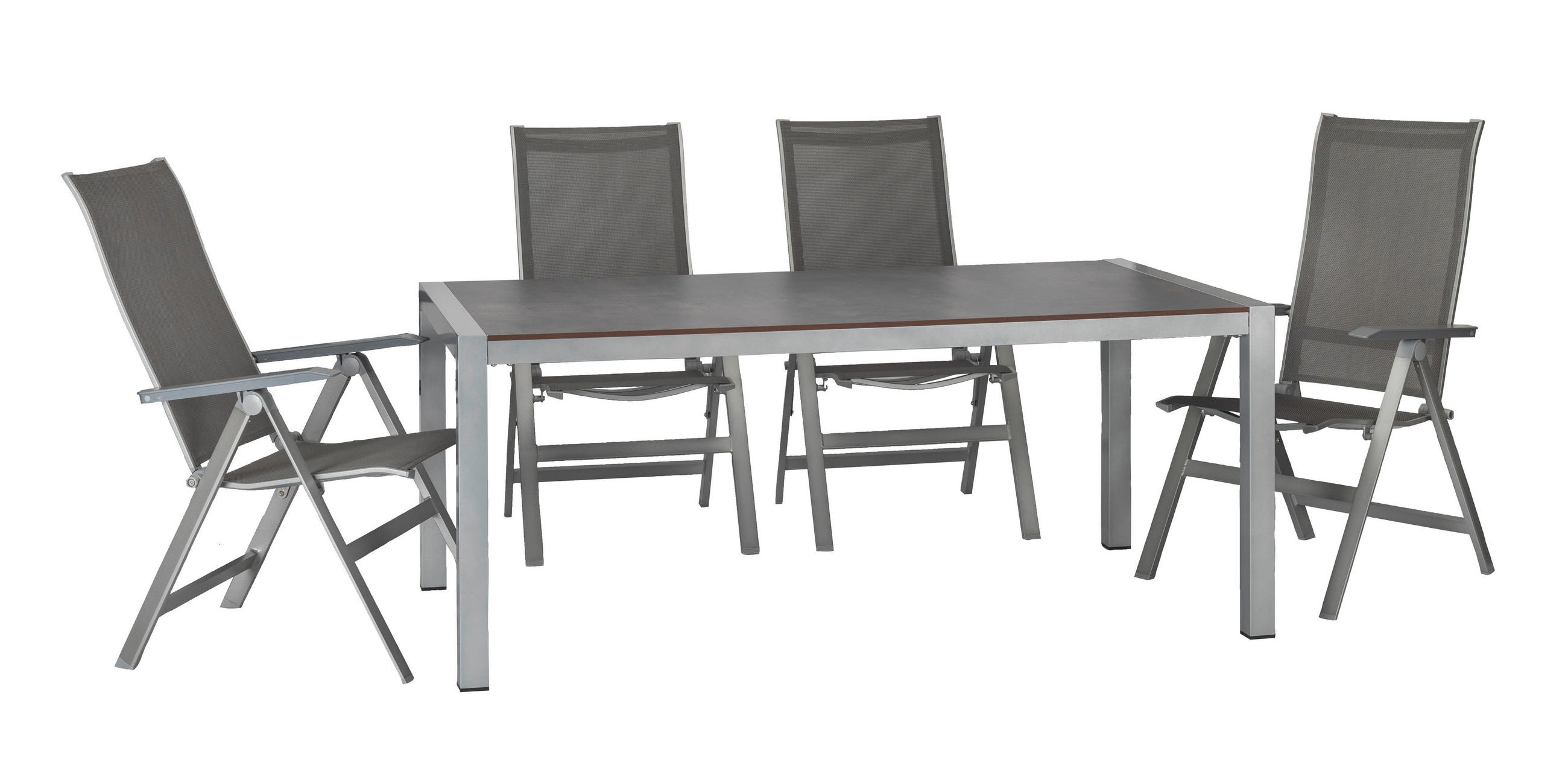 GARTENSET beschichtet Aluminium  - Platinfarben/Anthrazit, Basics, Textil/Metall (180/98/74cm) - Acamp