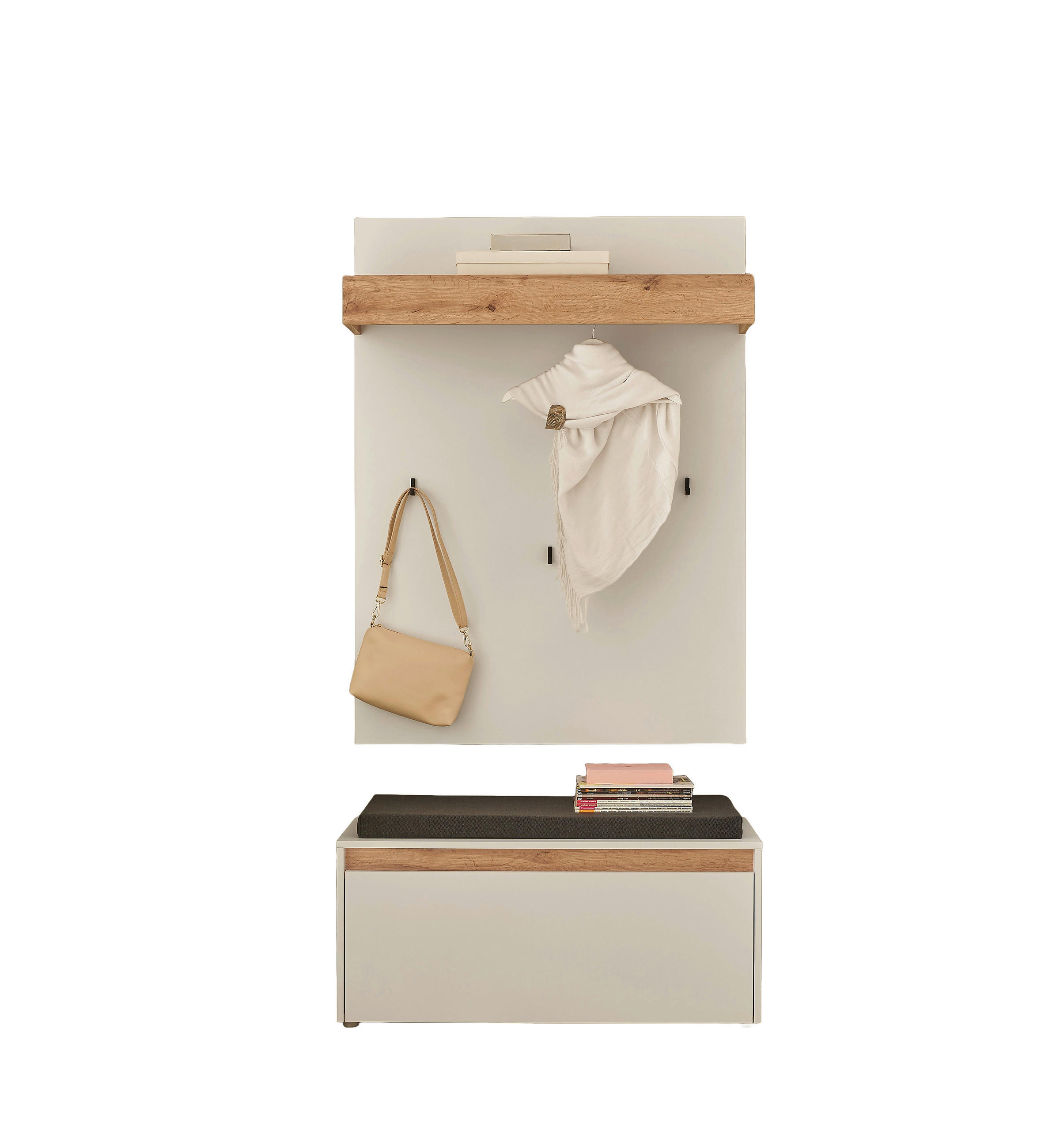 GARDEROBE 3-teilig  in 100/200/40 cm  - Eiche Wotan/Weiß, Design, Holzwerkstoff/Textil (100/200/40cm) - Modante
