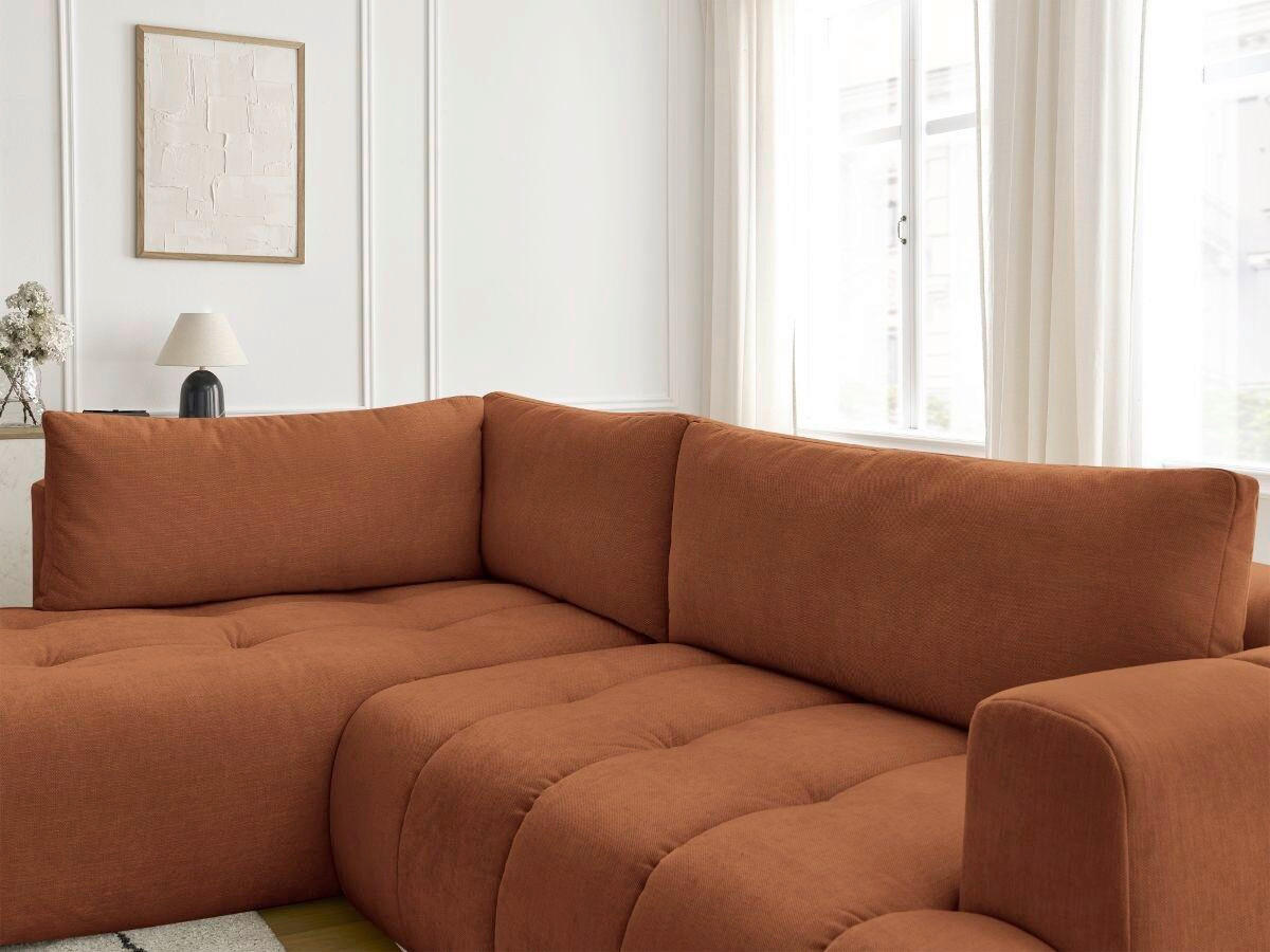 ECKSCHLAFSOFA FUJI Leinenoptik Orange  inkl.  - Schwarz/Orange, MODERN, Kunststoff/Textil (204/282cm)