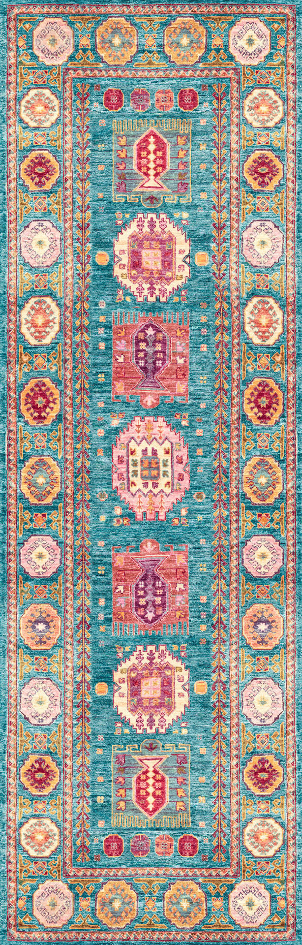 LÄUFER Cortea Zylar 80/250 cm  in Hellblau, Dunkelrosa, Elfenbein  - Elfenbein/Dunkelrosa, LIFESTYLE, Kunststoff/Textil (80/250cm) - Lindorug