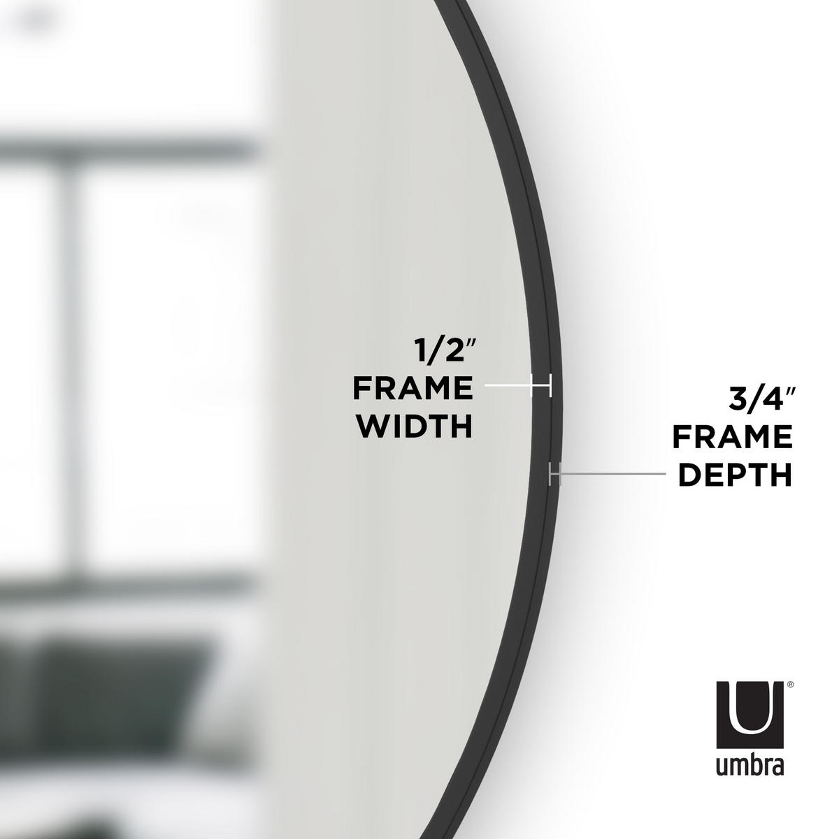 WANDSPIEGEL 94/94/3 cm    in rund  - Schwarz, KONVENTIONELL, Glas/Kunststoff (94/94/3cm) - Umbra