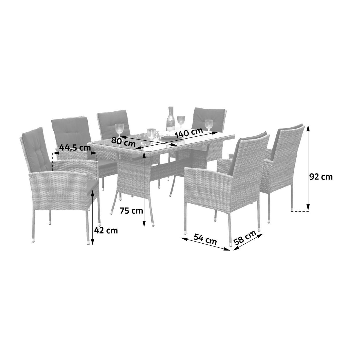 GARTENSET 19-teilig  - Braun/Grau, MODERN, Glas/Kunststoff - Gardenson