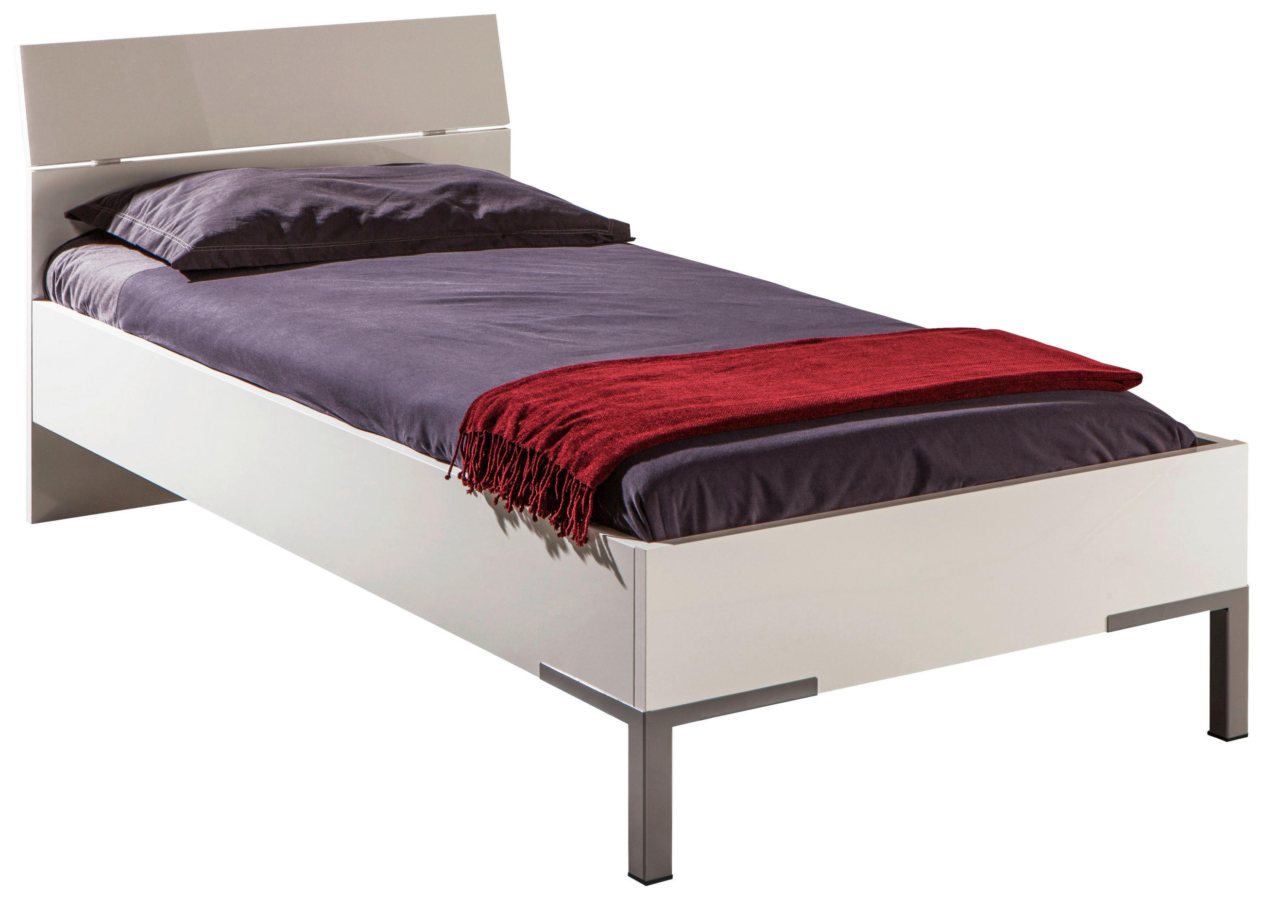 POSTELJA 90 cm   x 200 cm  , leseni material bela  - siva/bela, Konvencionalno, kovina/leseni material (90/200cm) - Xora