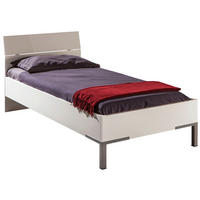 Pat, alb - alb/gri, Konventionell, metal/material pe bază de lemn (90/200cm) - Xora