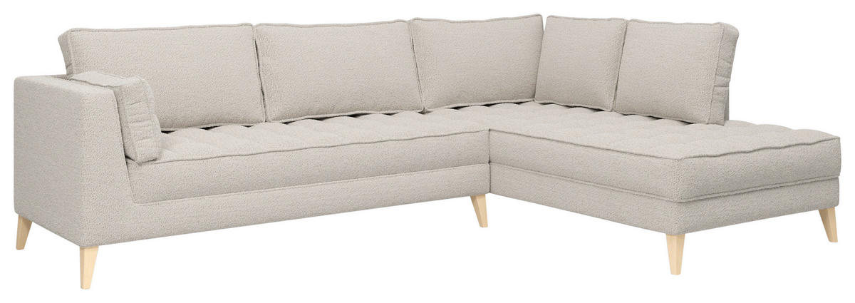 ECKSOFA in Bouclé Weiß  310/204 cm  - Naturfarben/Weiß, Design, Holzwerkstoff/Textil (310/204cm) - MID.YOU