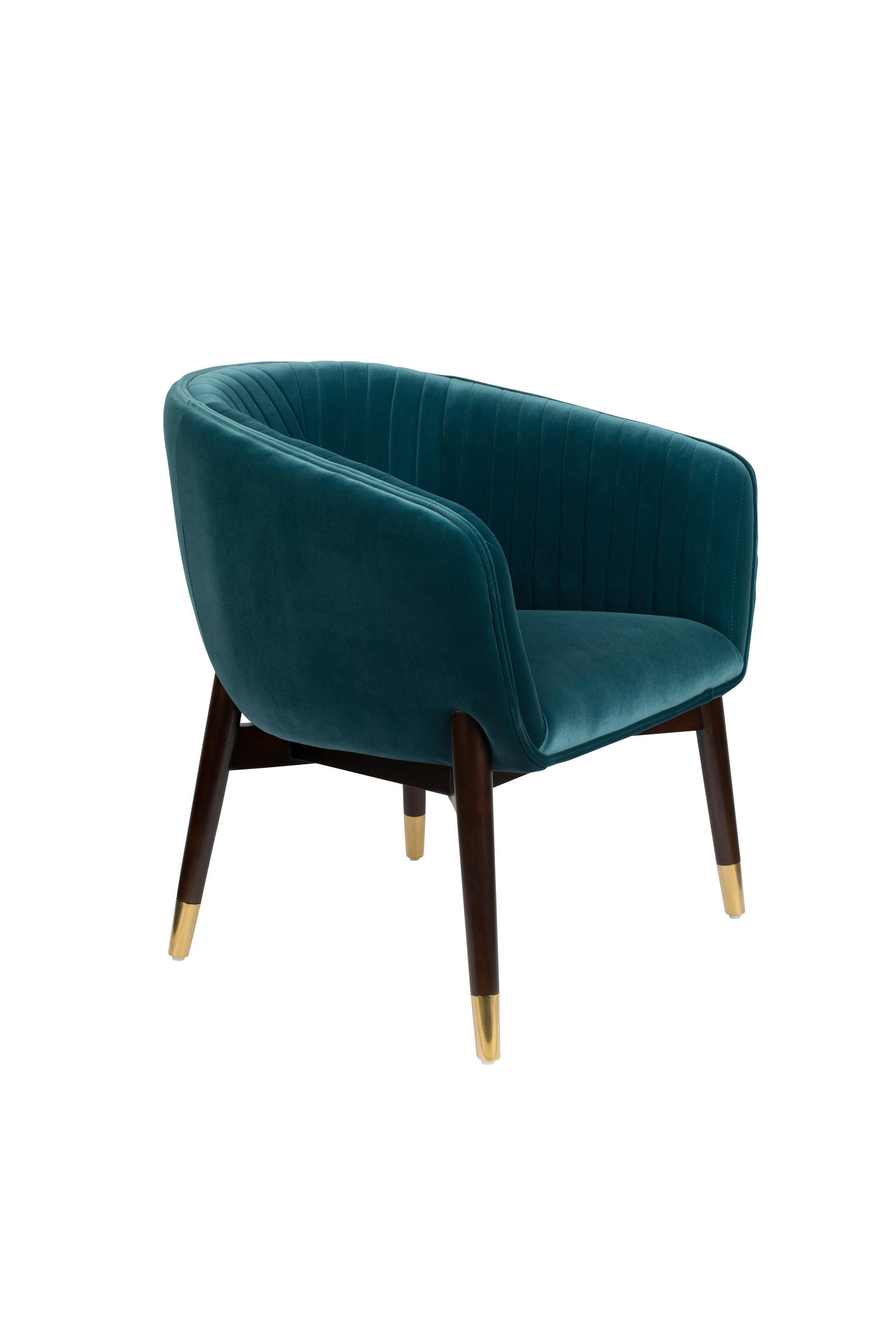SESSEL Samt Petrol - Dunkelbraun/Messingfarben, Trend, Holz/Textil (71/67/80cm) - Dutchbone