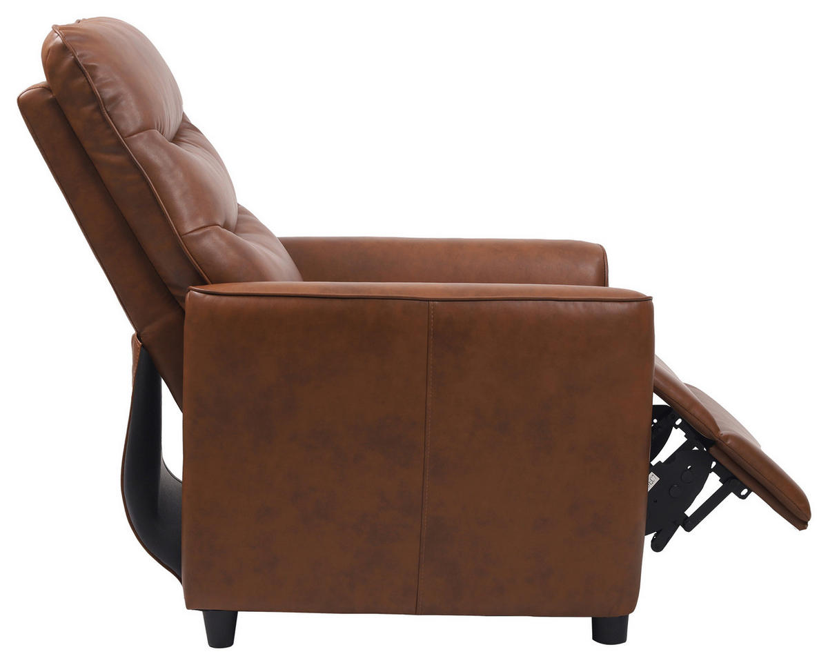 FERNSEHSESSEL  mit Lederlook Braun  - Schwarz/Braun, KONVENTIONELL, Textil/Metall (76/105/88cm) - MID.YOU