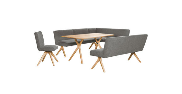 SITZBANK 160/85/69 cm Webstoff Grau Eiche vollmassiv  - Eichefarben/Grau, KONVENTIONELL, Holz/Textil (160/85/69cm) - Linea Natura