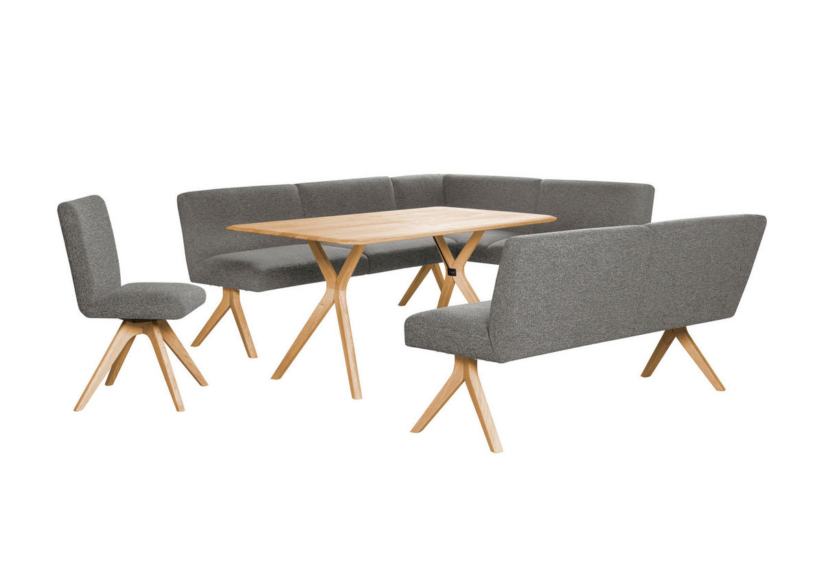 STUHL Webstoff Grau Eiche vollmassiv  - Eichefarben/Grau, KONVENTIONELL, Holz/Textil (47/89/60cm) - Linea Natura