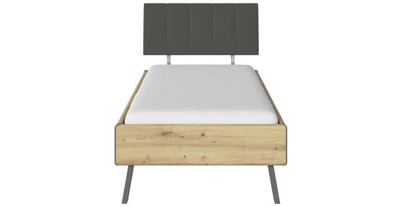 BETT 90/200 cm  in Eiche Artisan  - Eiche Artisan/Grau, Design, Holzwerkstoff/Textil (90/200cm) - Carryhome