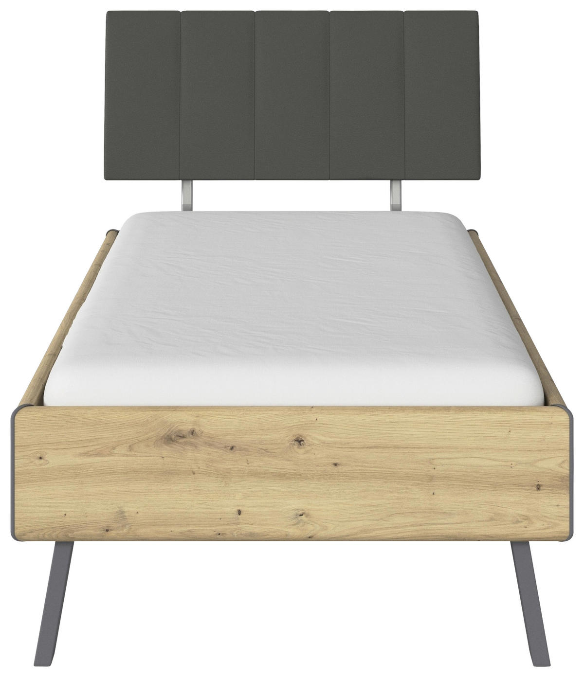 BETT 90/200 cm  in Eiche Artisan  - Eiche Artisan/Grau, Design, Textil/Metall (90/200cm) - Carryhome