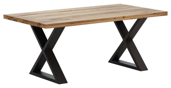 ESSTISCH in Holz, Metall 180/100/76 cm   - Wildeiche/Anthrazit, Design, Holz/Metall (180/100/76cm) - Waldwelt