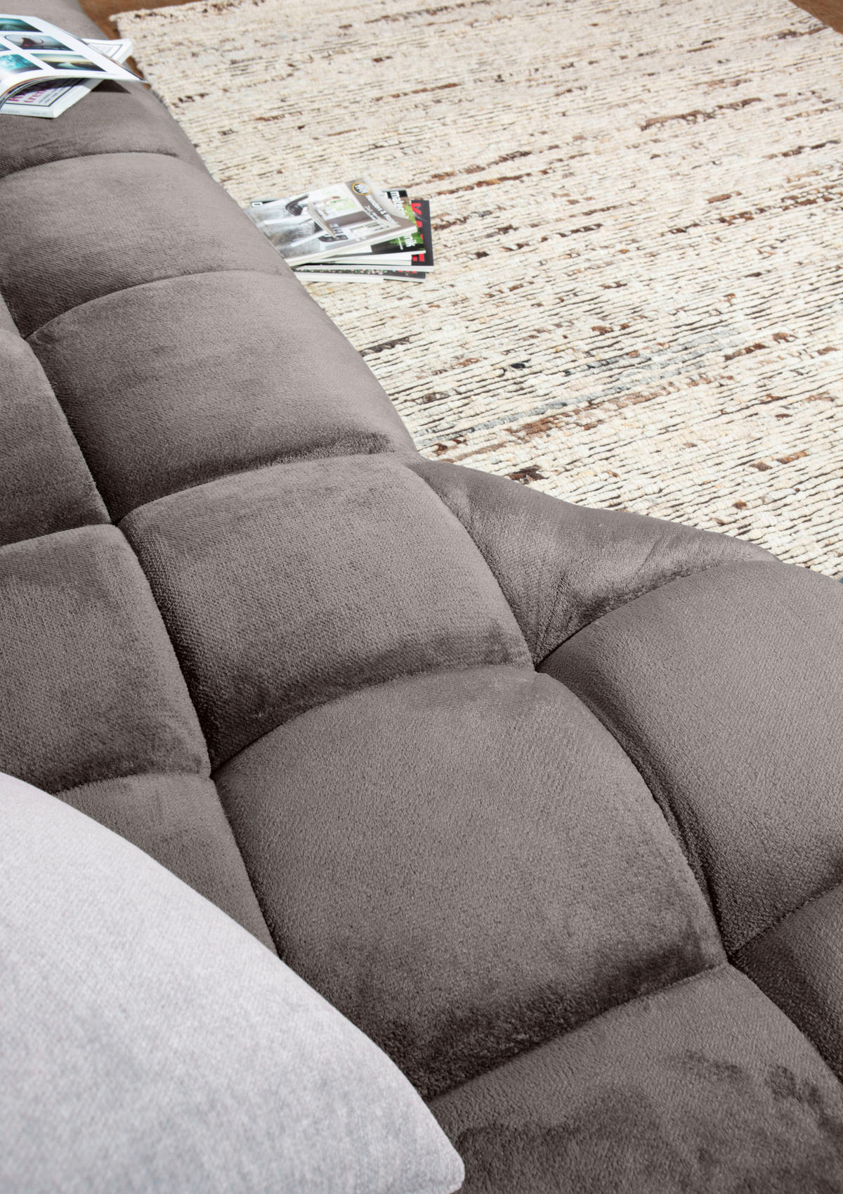 ECKSOFA Grau Flachgewebe  - Schwarz/Grau, MODERN, Kunststoff/Textil (235/275cm) - Landscape