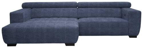 ECKSOFA in Webstoff Dunkelblau  - Schwarz/Dunkelblau, Konventionell, Textil/Metall (182/279cm) - Hom`in