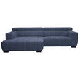 ECKSOFA in Webstoff Dunkelblau  - Schwarz/Dunkelblau, KONVENTIONELL, Textil/Metall (182/279cm) - Hom`in