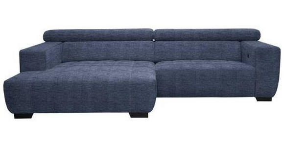 ECKSOFA in Webstoff Dunkelblau  - Schwarz/Dunkelblau, KONVENTIONELL, Textil/Metall (182/279cm) - Hom`in