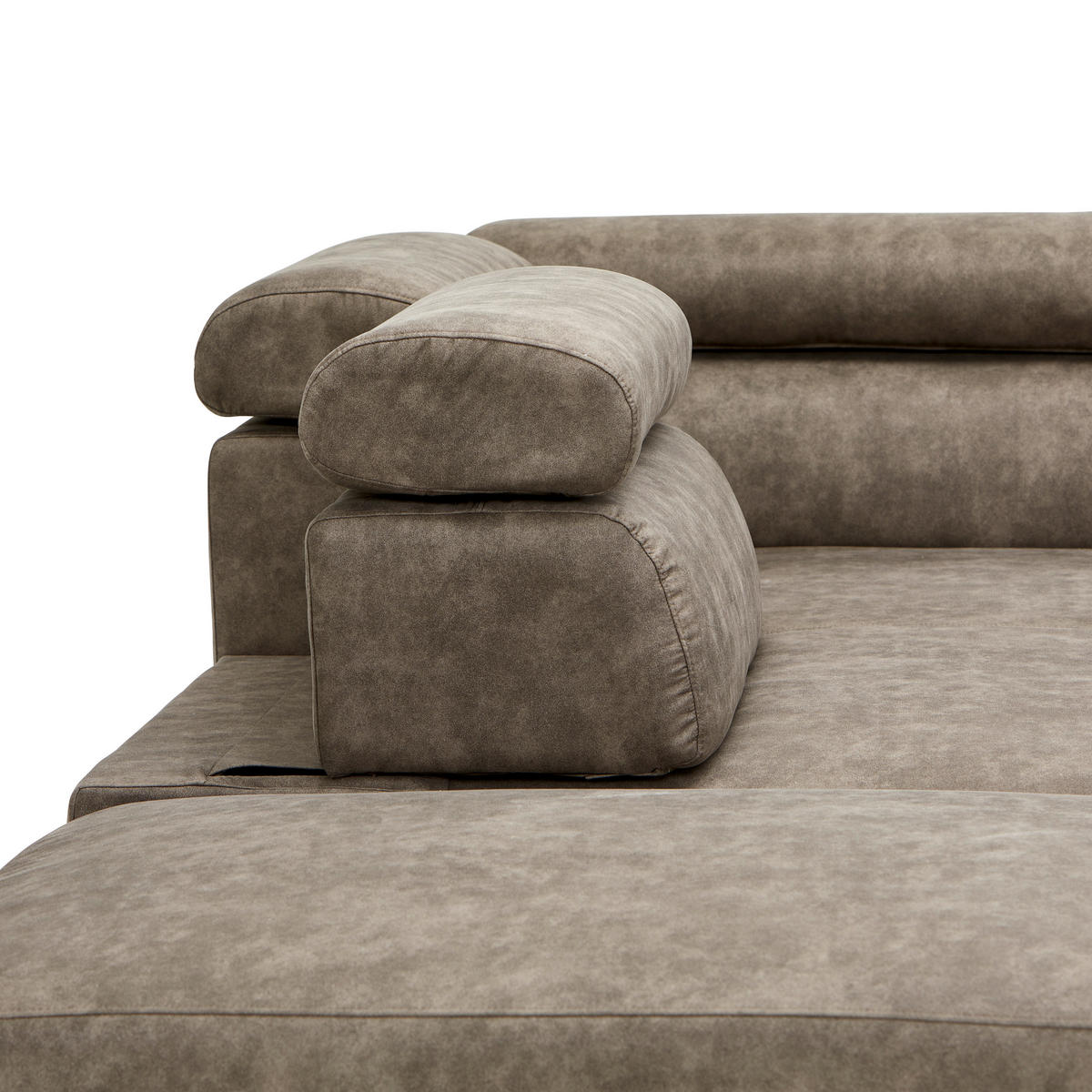 ECKSOFA Taupe Lederlook  - Taupe/Schwarz, Design, Kunststoff/Textil (230/263cm) - Hom`in