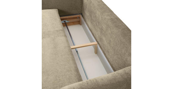SCHLAFSOFA mit Liegefunktion, Schlafen auf Sitzhöhe, Rücken echt Flachgewebe Beige - Beige/Schwarz, KONVENTIONELL, Kunststoff/Textil (250/74/108cm) - Carryhome