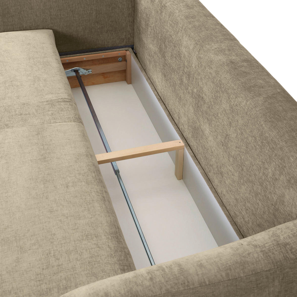 SCHLAFSOFA in Flachgewebe Beige  - Beige/Schwarz, KONVENTIONELL, Kunststoff/Textil (250/74/108cm) - Carryhome