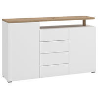 SIDEBOARD  in 154/94/40 cm  - Weiß/Eiche Artisan, Basics, Holzwerkstoff (154/94/40cm) - Carryhome