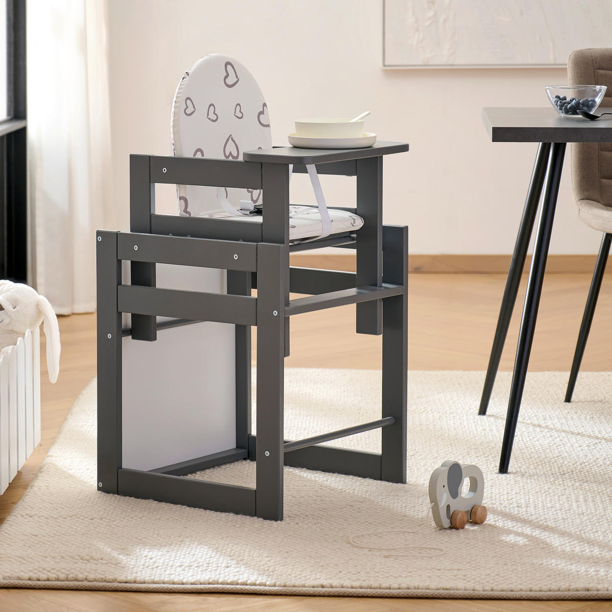 KOMBIHOCHSTUHL Grau  - Grau, Basics, Holz - My Baby Lou