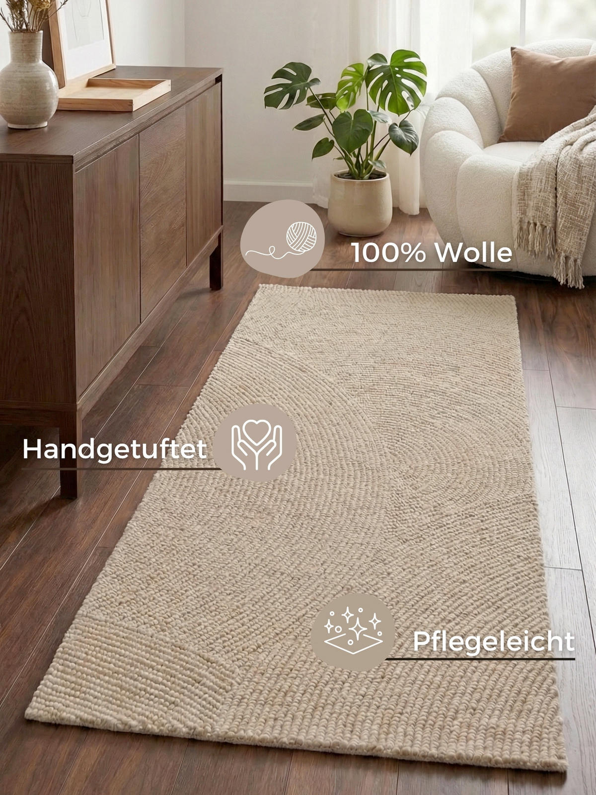 LÄUFER 80/300 cm Calmio  - Beige, Basics, Textil (80/300cm) - Hanse Home