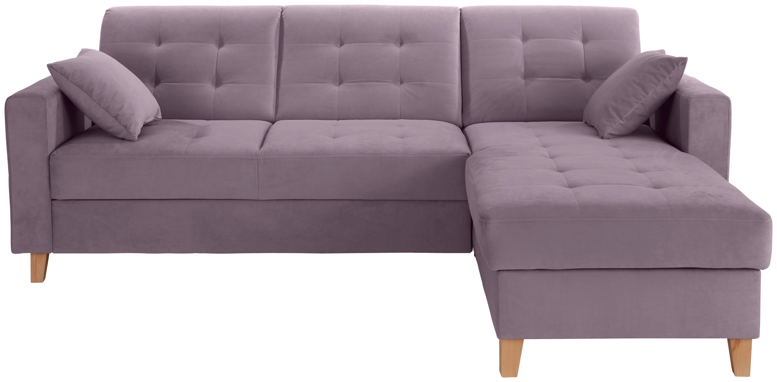 ECKSOFA  Samt Flieder  - Flieder/Naturfarben, Design, Holz/Textil (231/160cm) - Livetastic
