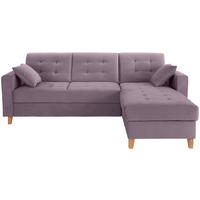 ECKSOFA Flieder Samt Zierkissen, Bettkasten  - Flieder/Naturfarben, Design, Holz/Textil (231/160cm) - Livetastic